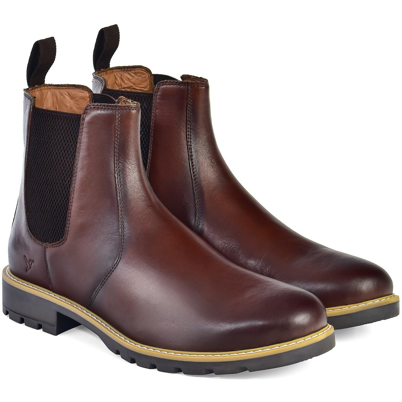 YOHO Chelsea Leather Boot for Men| Premium crust leather | lined with leather | Stylish Casual Shoes|Comfortable Fit | Brown - UK 8