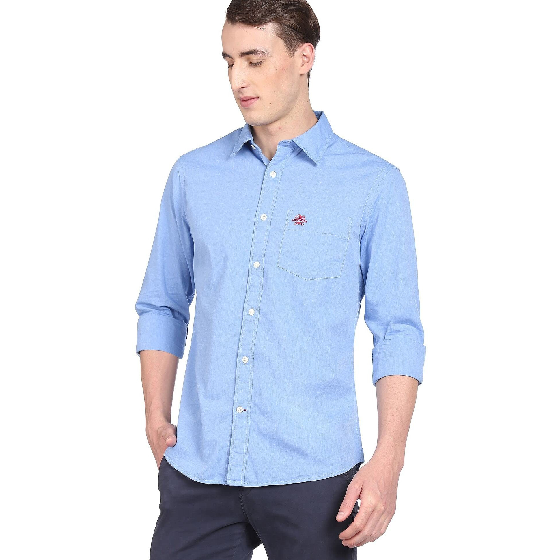 U.S. POLO ASSN. Mens Solid FILAFIL FS Shirts (USSHTR0005_DK. Blue_M)