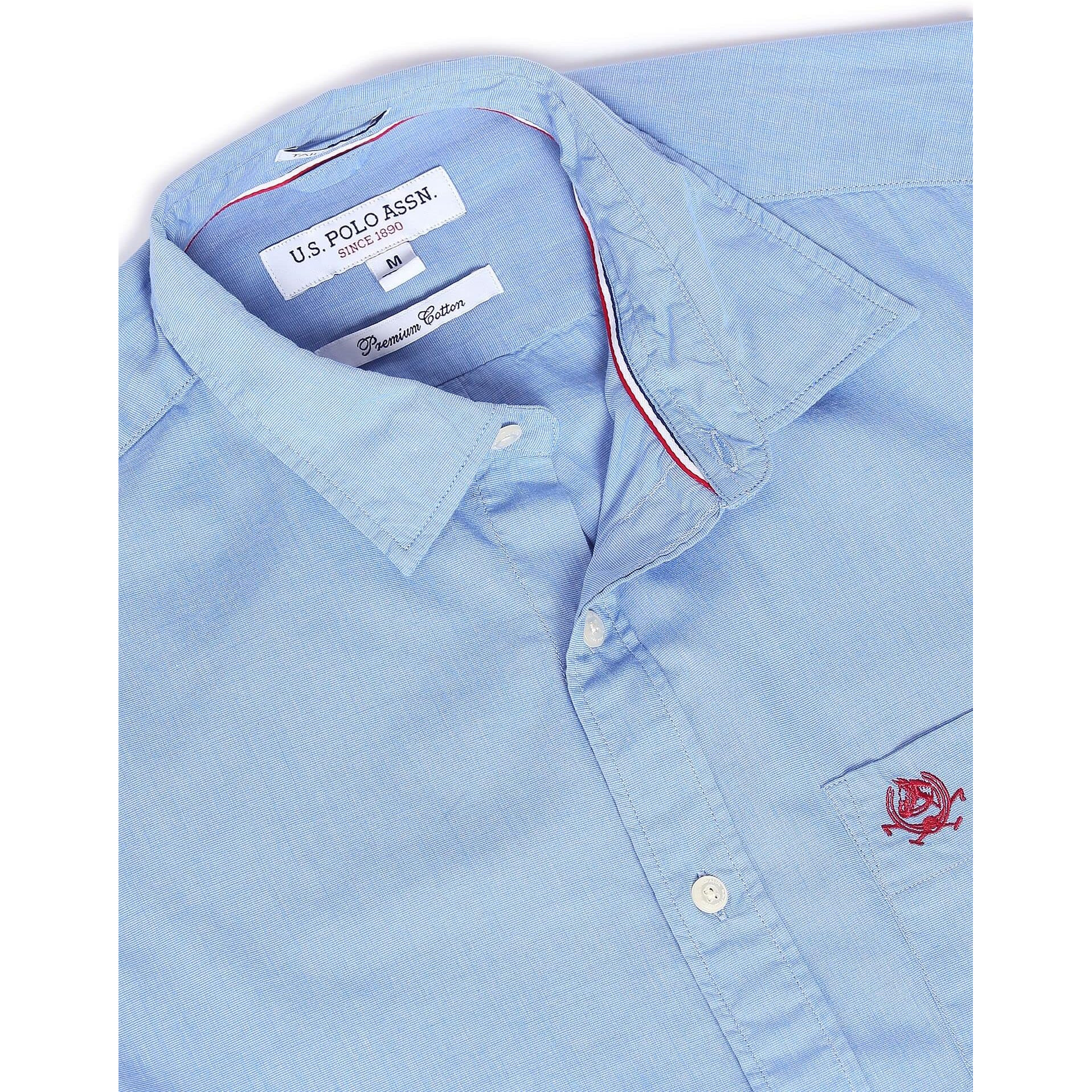 U.S. POLO ASSN. Mens Solid FILAFIL FS Shirts (USSHTR0005_DK. Blue_M)