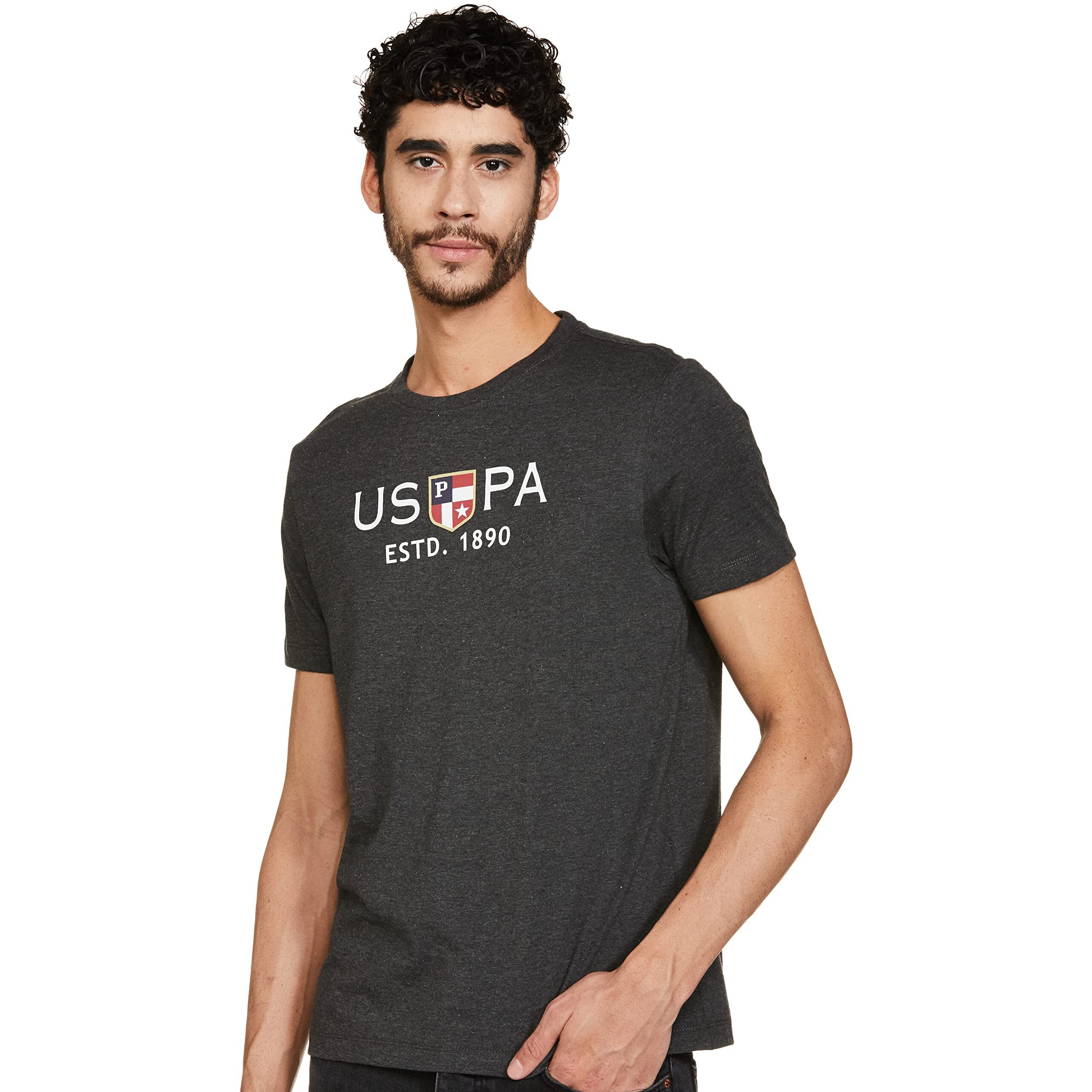 U.S. POLO ASSN. Men's Slim Fit T-Shirts & Polos Charcoal L
