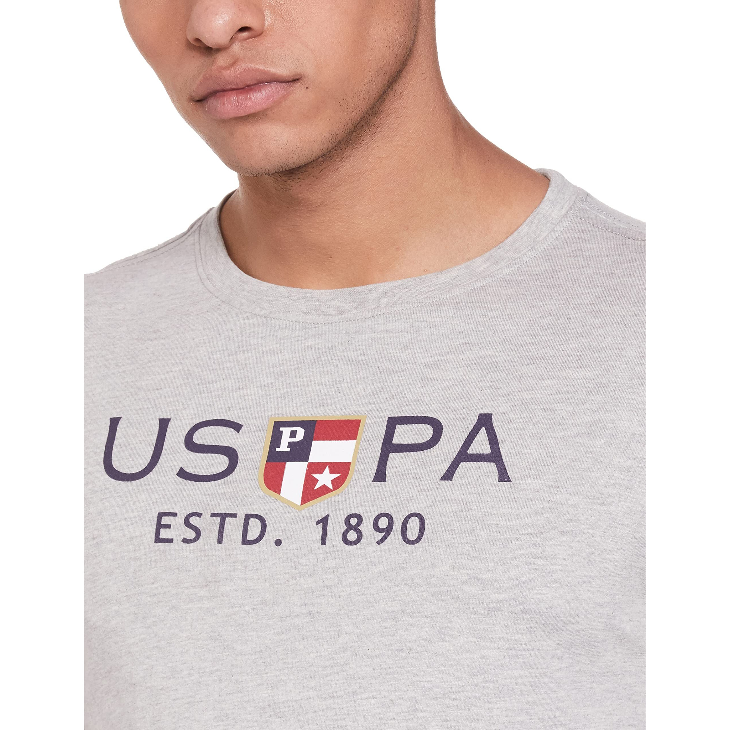 U.S. POLO ASSN. Men Full Sleeve Round Neck Regular Fit T Shirts, L (Ustshs1388_Grey_L)