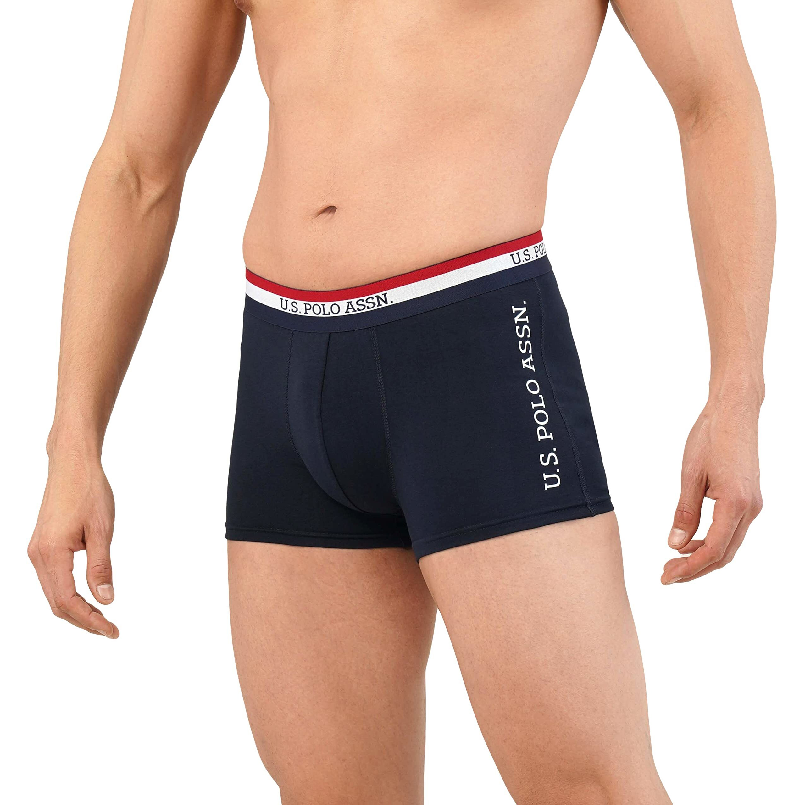 U.S. POLO ASSN. Men's Poly Cotton Striped Waistband Antibacterial Et002 Trunks - Pack of 2 (Navy/White XL)