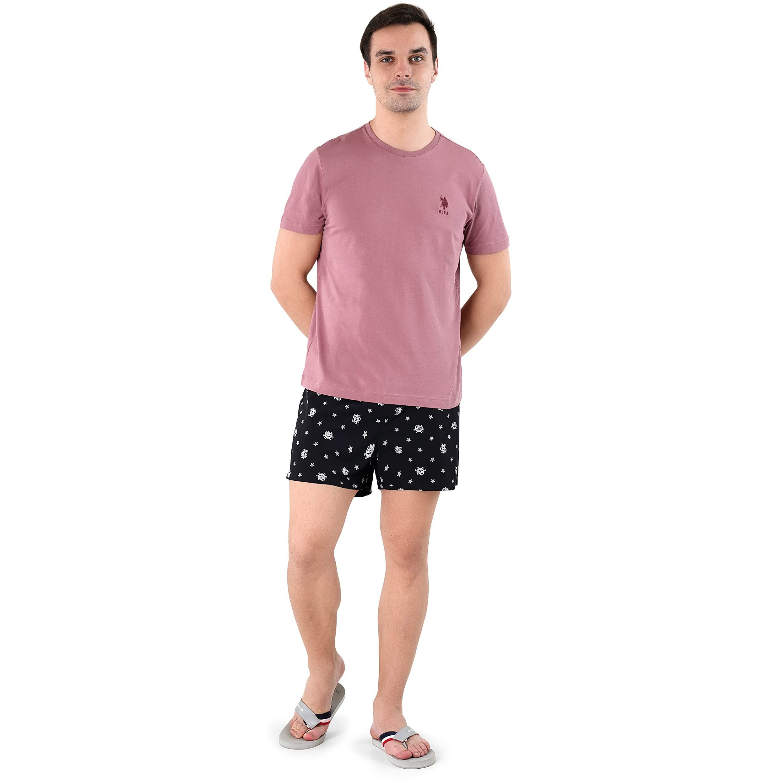 U.S. POLO ASSN. Mens Crew Neck Embroidered Logo I633 Lounge Regular Fit T-Shirt - Pack of 1 (Deep Pink Large)
