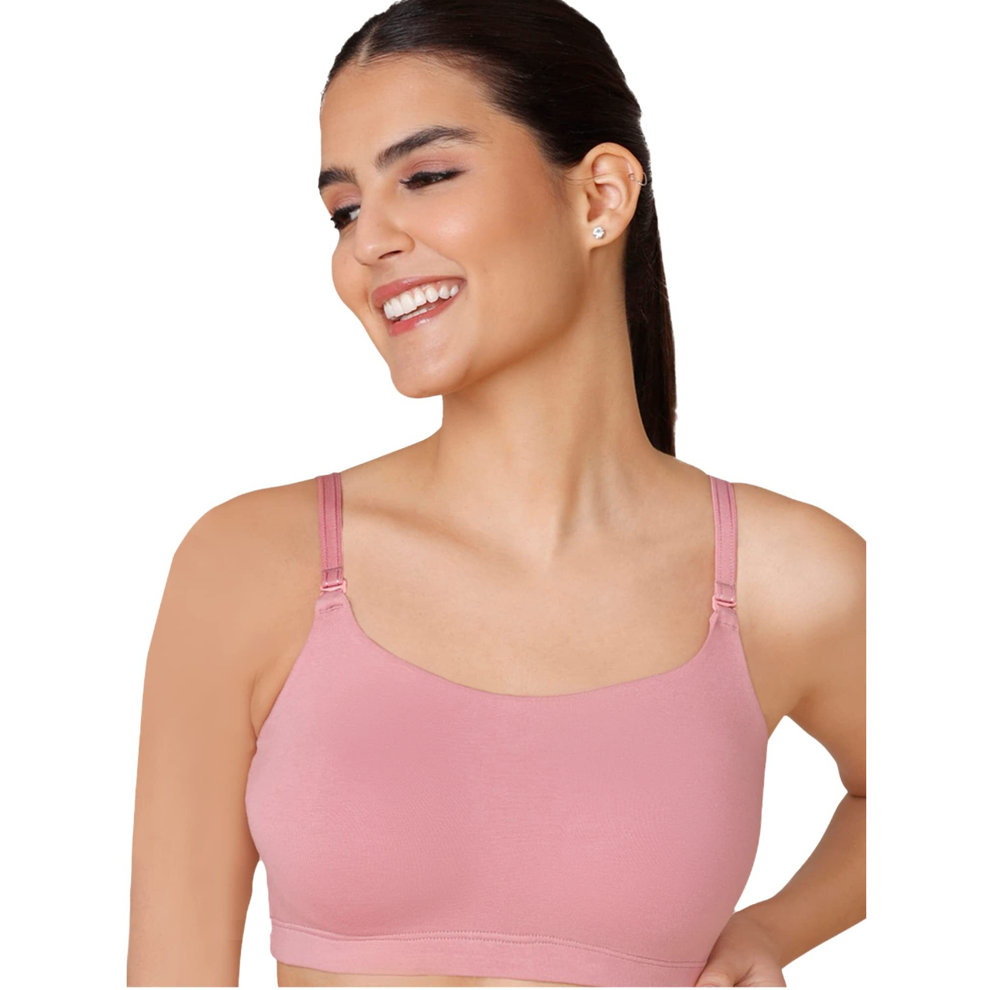NYKD Women's Cotton Wire Free Casual Bralette T-Shirt Bra Bra, NYB165, Blush, XL, 1N