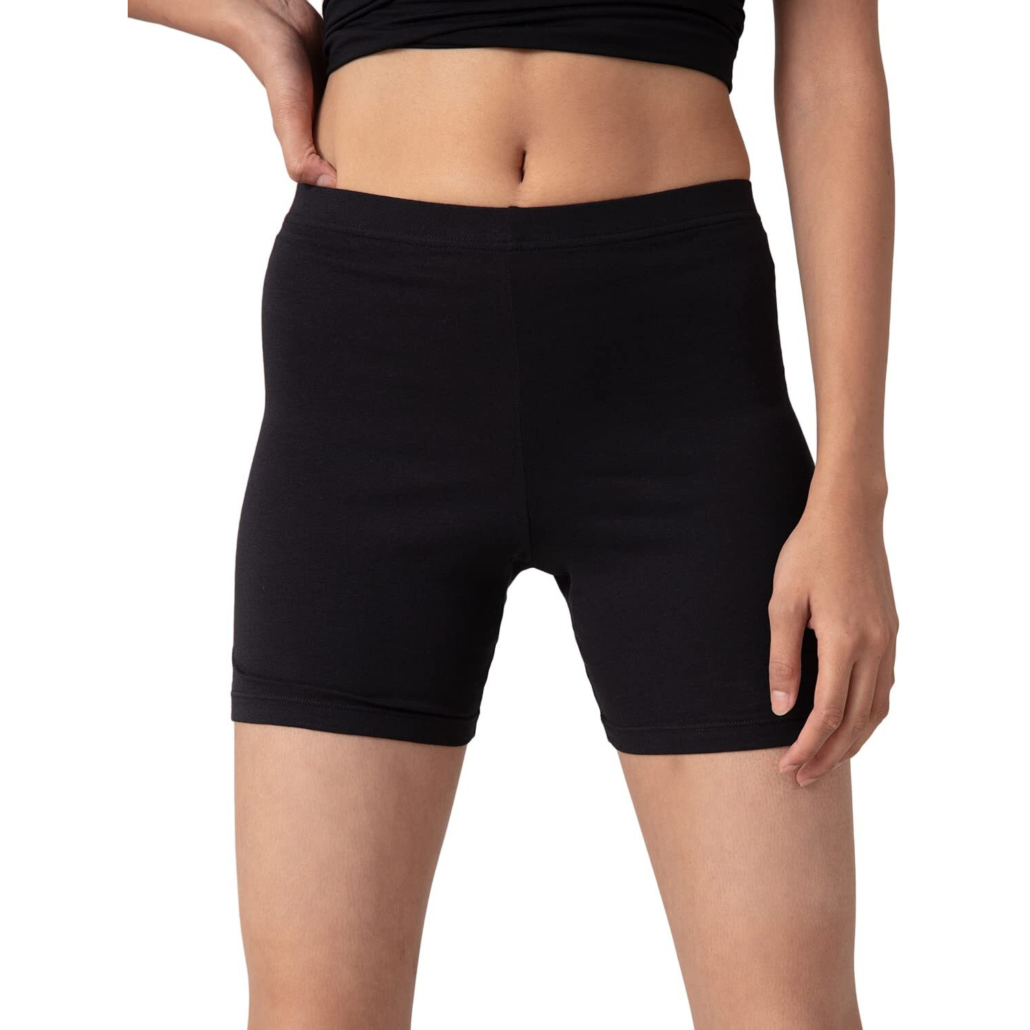 NYKD by Nykaa Stretch Cotton Cycling Shorts | with Features Like Durable and Concealed Waistband -NYP083- Black,S