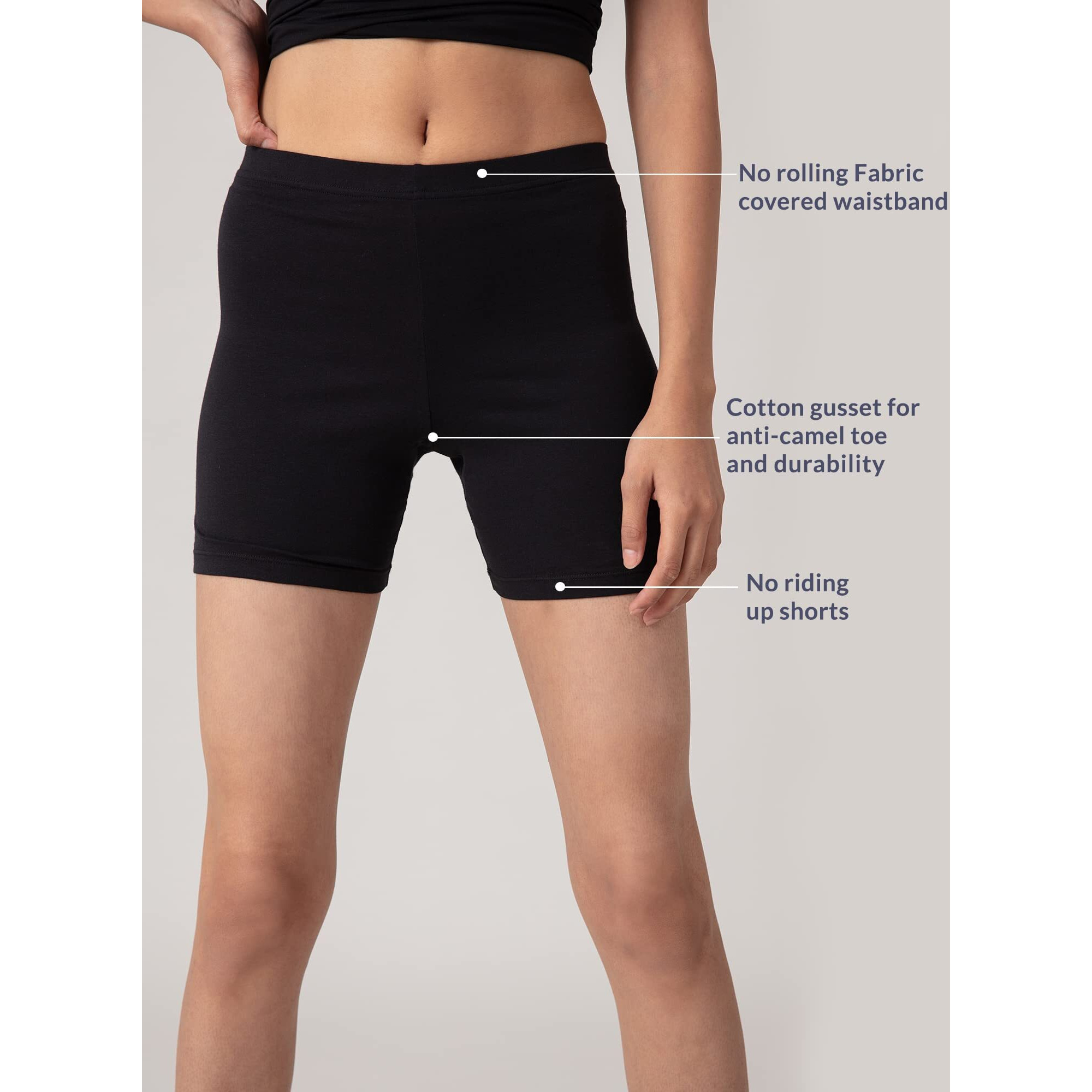 NYKD by Nykaa Stretch Cotton Cycling Shorts | with Features Like Durable and Concealed Waistband -NYP083- Black,S