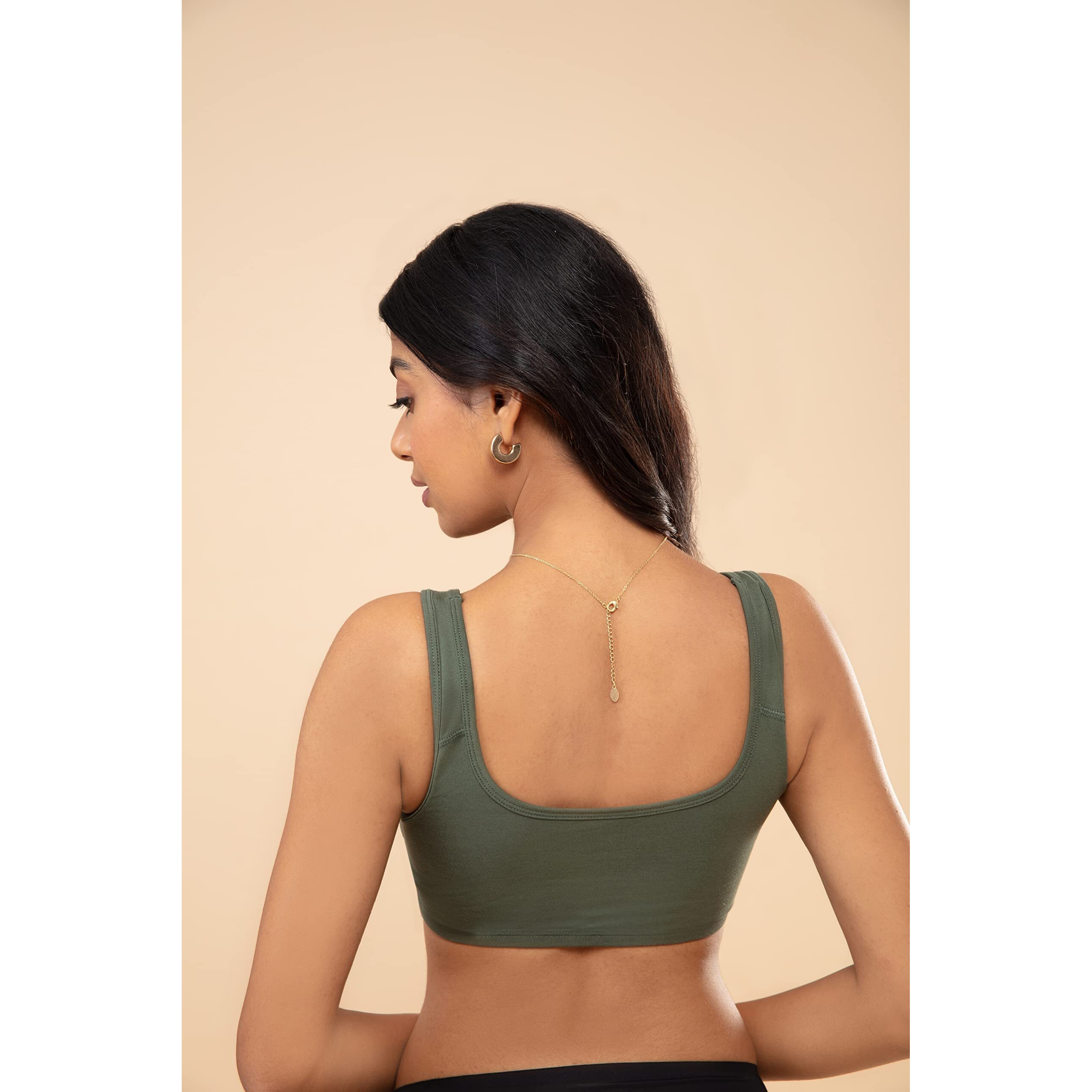 NYKD Soft Cup Easy Peasy Slip On Everyday Bra for Women, Wireless, Full Coverage, Support Shaper, Non Padded Sports Bra Bra, NYB113, Green, XL, 1N