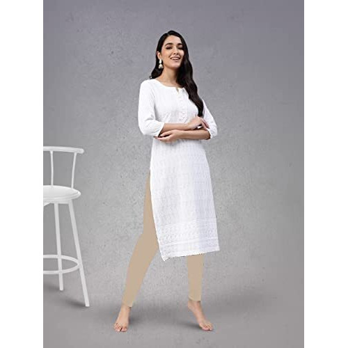 Lyra Women Solid Premium Cotton Churidar Leggings | Mid-Waist | Fashionwear