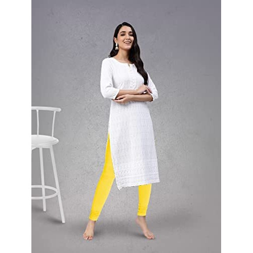 Lyra Women Solid Premium Cotton Churidar Leggings | Mid-Waist | Fashionwear