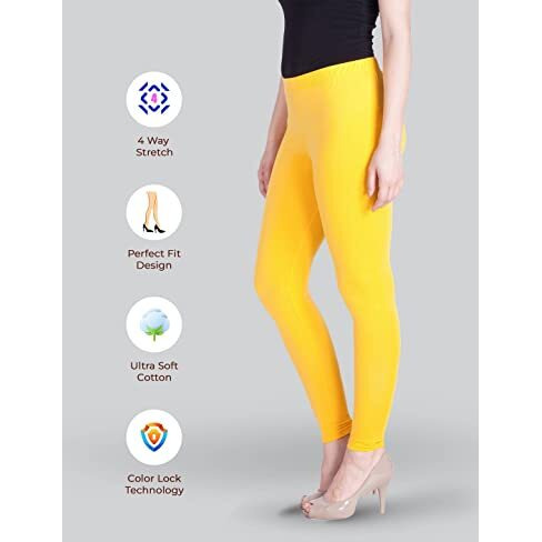 Lyra Women Solid Premium Cotton Churidar Leggings | Mid-Waist | Fashionwear
