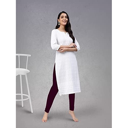 Lyra Women Solid Premium Cotton Churidar Leggings | Mid-Waist | Fashionwear