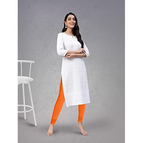 Lyra Women Solid Premium Cotton Churidar Leggings | Mid-Waist | Fashionwear