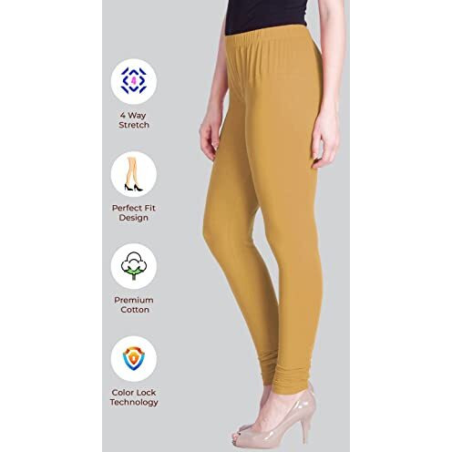 Lyra Women Solid Premium Cotton Churidar Leggings | Mid-Waist | Fashionwear