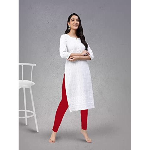 Lyra Women Solid Premium Cotton Churidar Leggings | Mid-Waist | Fashionwear