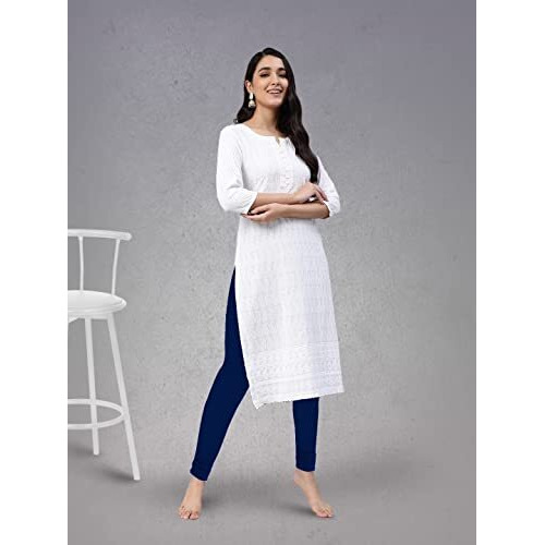 Lyra Women Solid Premium Cotton Churidar Leggings | Mid-Waist | Fashionwear