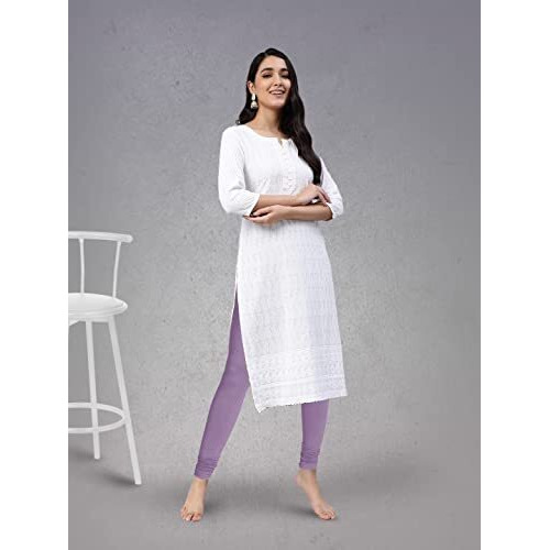Lyra Women Solid Premium Cotton Churidar Leggings | Mid-Waist | Fashionwear