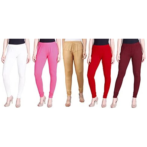 Lyra Women Solid Premium Cotton Churidar Leggings | Mid-Waist | Fashionwear