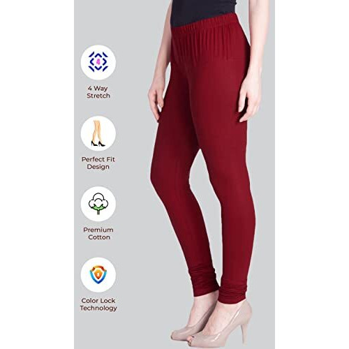 Lyra Women Solid Premium Cotton Churidar Leggings | Mid-Waist | Fashionwear