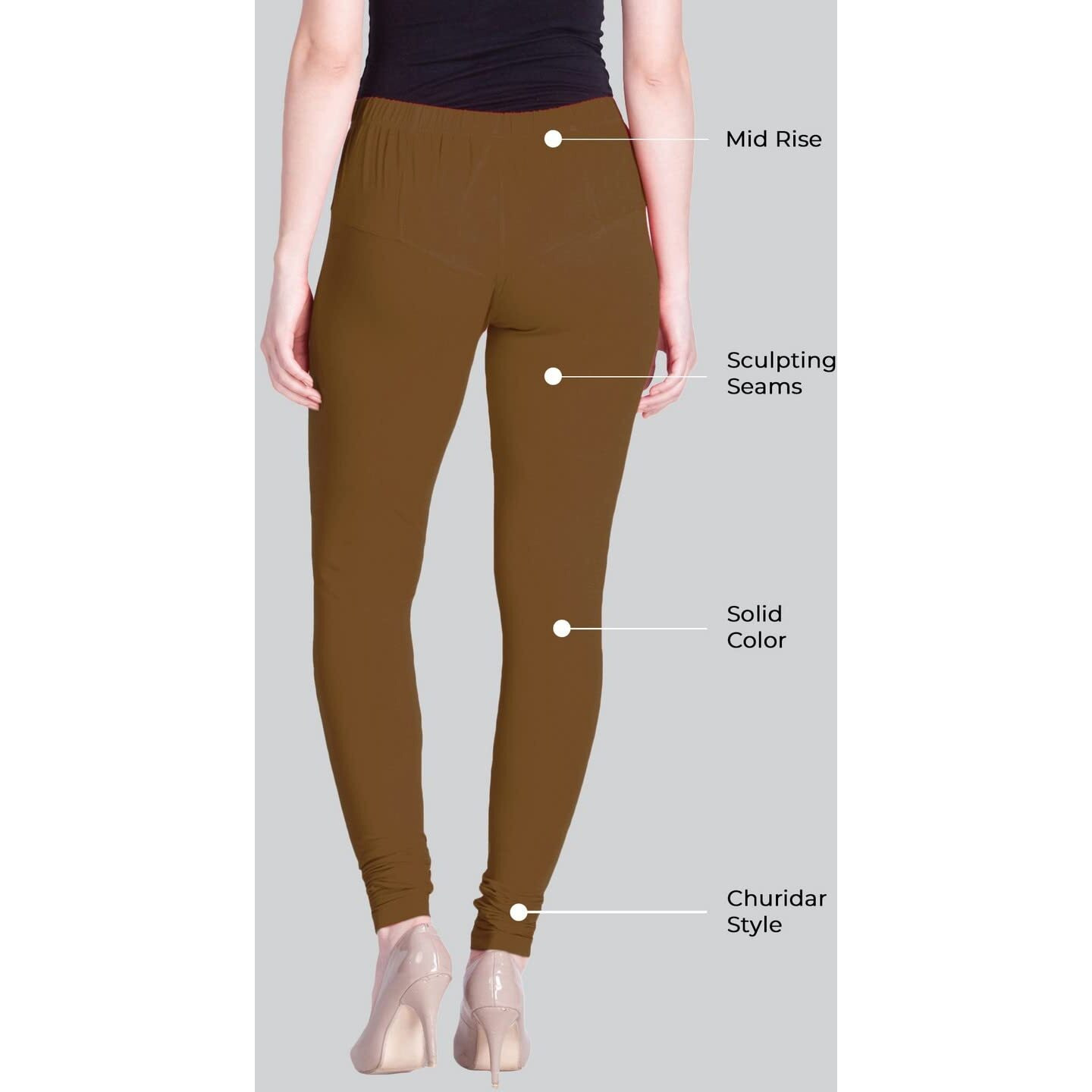Lyra Women Solid Premium Cotton Churidar Leggings | Mid-Waist | Fashionwear