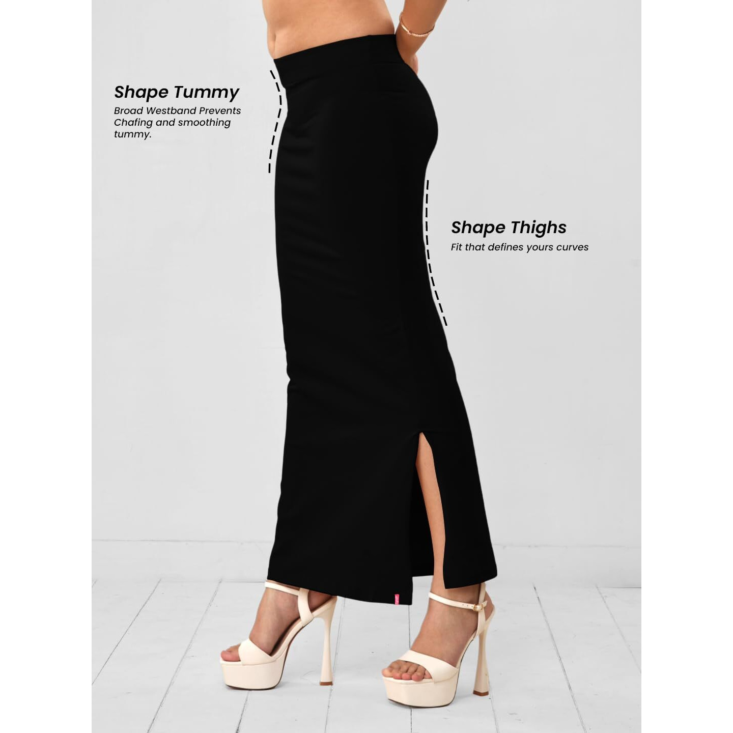 Lyra Women Saree Shaper (Petticoat) Black