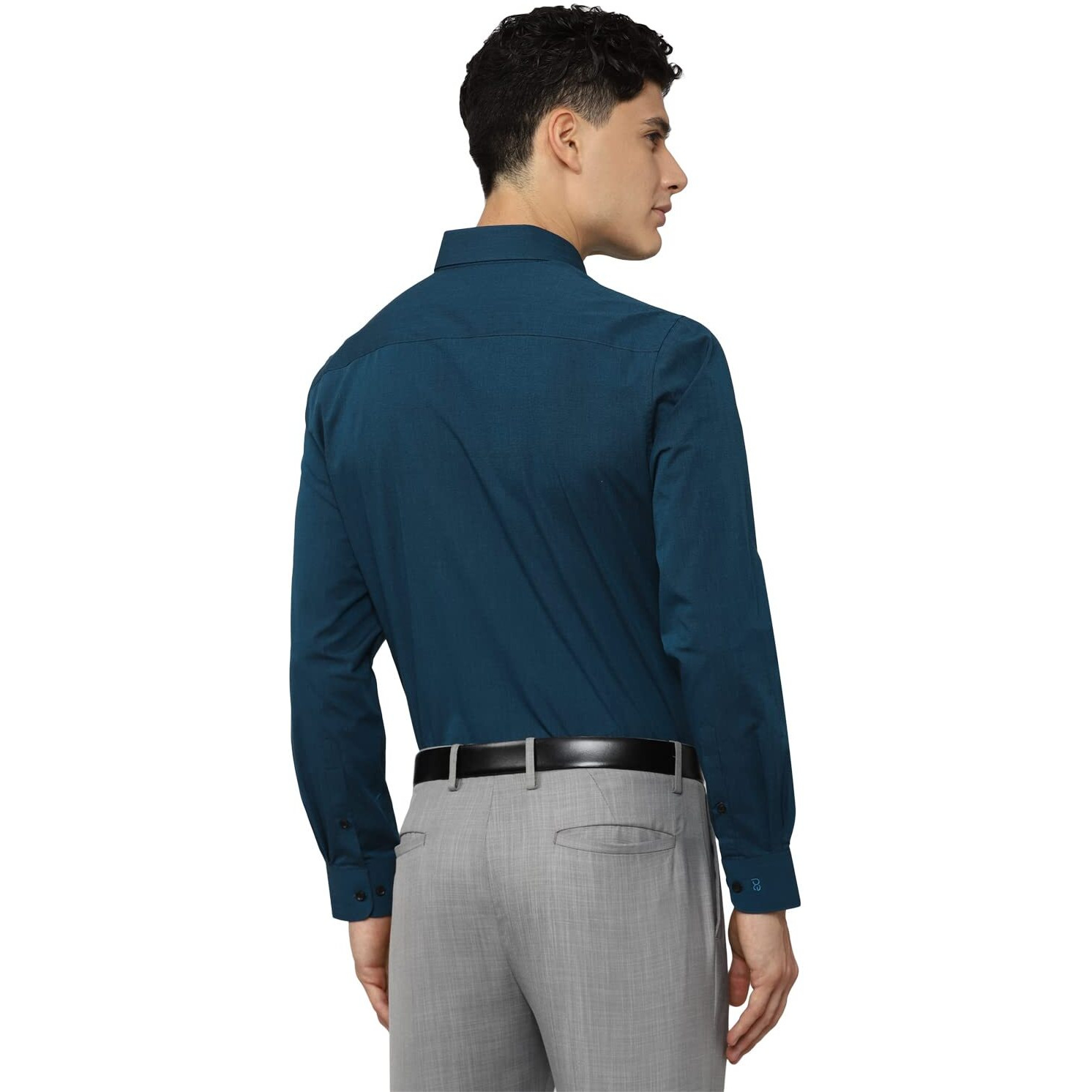 Peter England Men's Everday Regular Fit Solid Shirt | Cotton Rich | 5-Pin Pocketing Navy