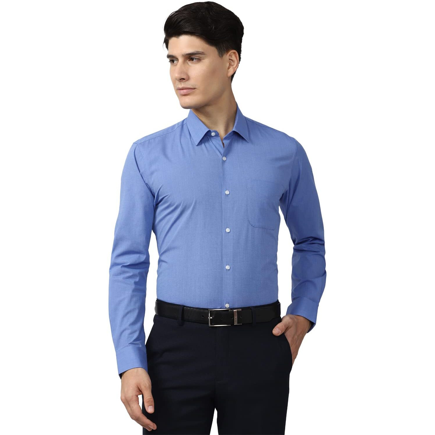 Peter England Men's Everyday Solid Slim Fit Full Sleeve Formal Shirt | Cotton-Rich
