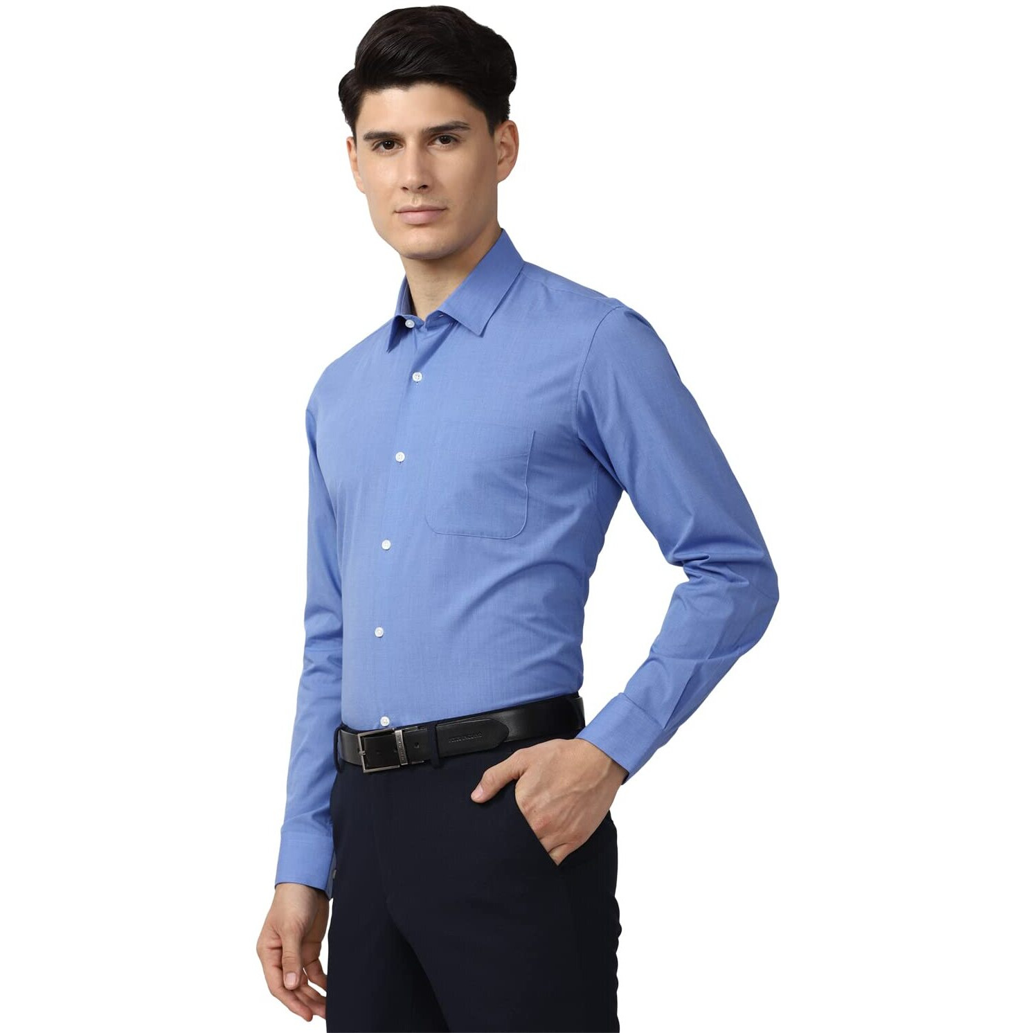 Peter England Men's Everyday Solid Slim Fit Full Sleeve Formal Shirt | Cotton-Rich