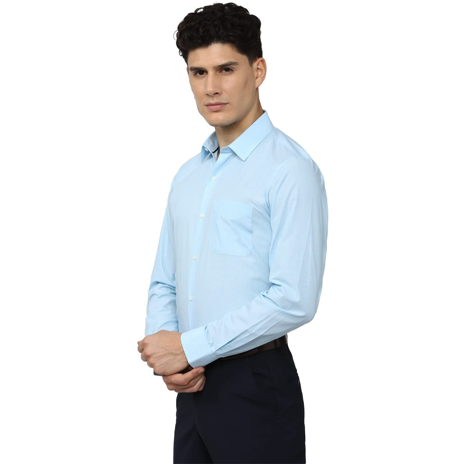 Peter England Men's Everyday Solid Slim Fit Full Sleeve Formal Shirt | Cotton-Rich