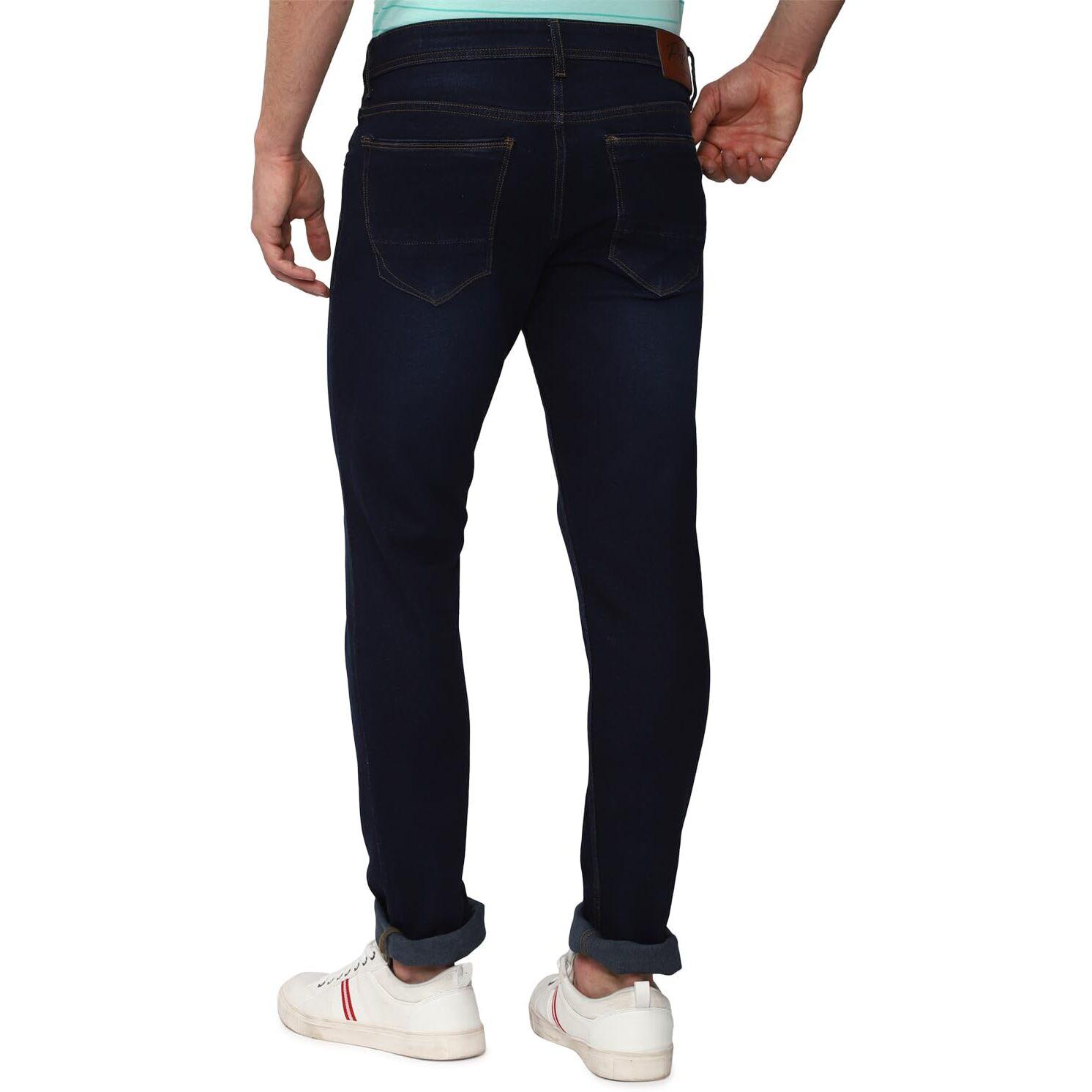 Peter England Men's Classic Tapered Stretchable Twill Jeans Navy Blue