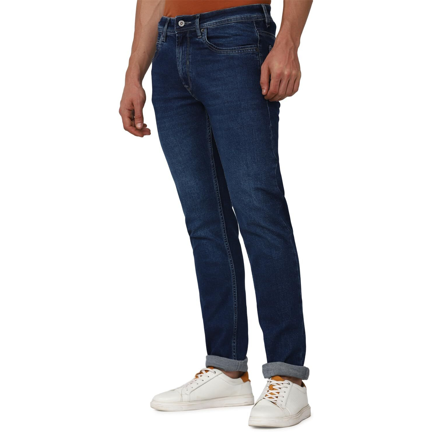 Peter England Men's Classic Tapered Stretchable Twill Jeans