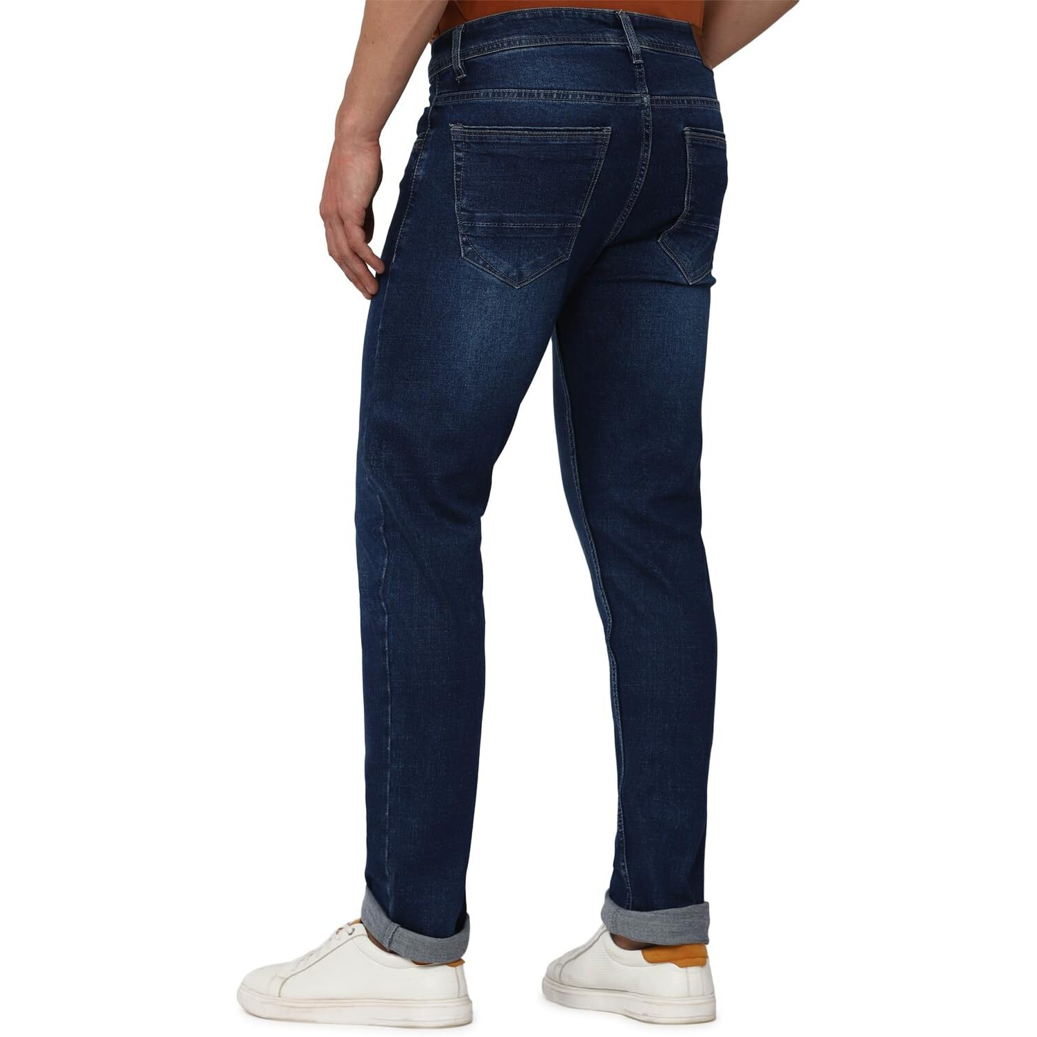 Peter England Men's Classic Tapered Stretchable Twill Jeans