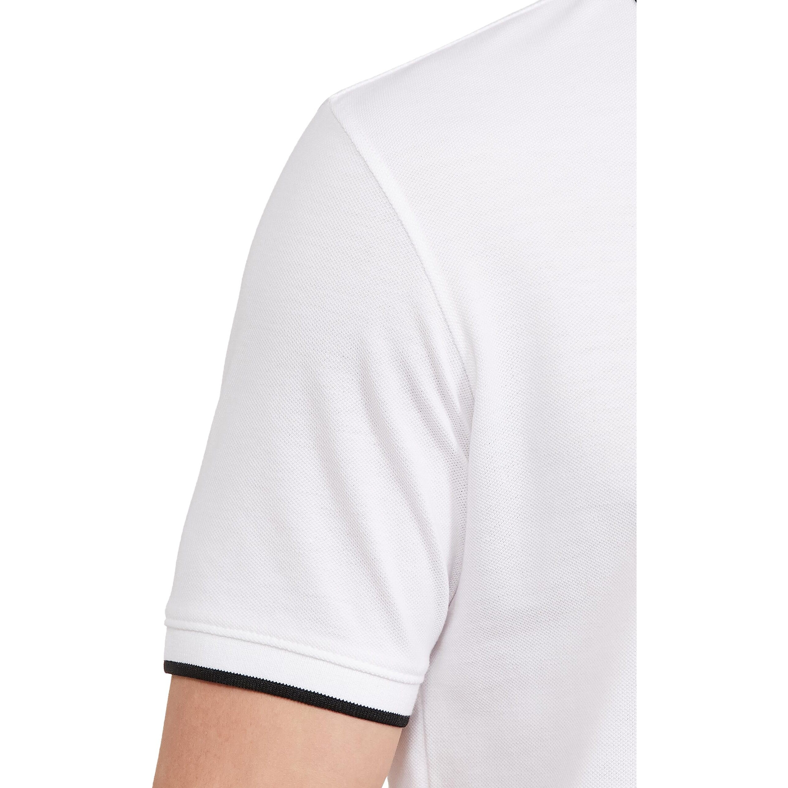 Peter England Men's Snug Fit Solid Polo T-Shirt with Coloured Collar Tipping| Cotton Rich| Premium Pique Weave White