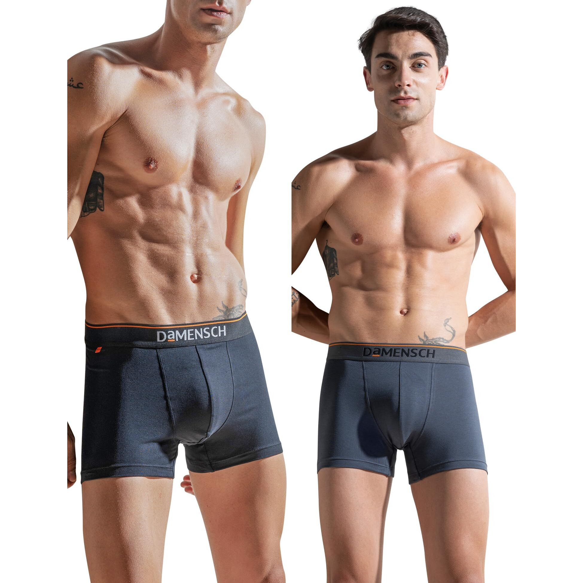 DAMENSCH Men's Regular Fit Cotton Basic Solid Trunks | Combed Cotton, Stretchy Fabric, Anti-Bacterial and Microfibre Waistband, Underwear for Men, Innerwear Men-Black Knight,Charcoal Dust-M