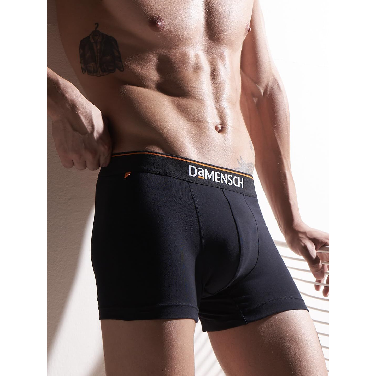 DAMENSCH Men's Regular Fit Cotton Basic Solid Trunks | Combed Cotton, Stretchy Fabric, Anti-Bacterial and Microfibre Waistband, Underwear for Men, Innerwear Men-Black Knight,Charcoal Dust-M