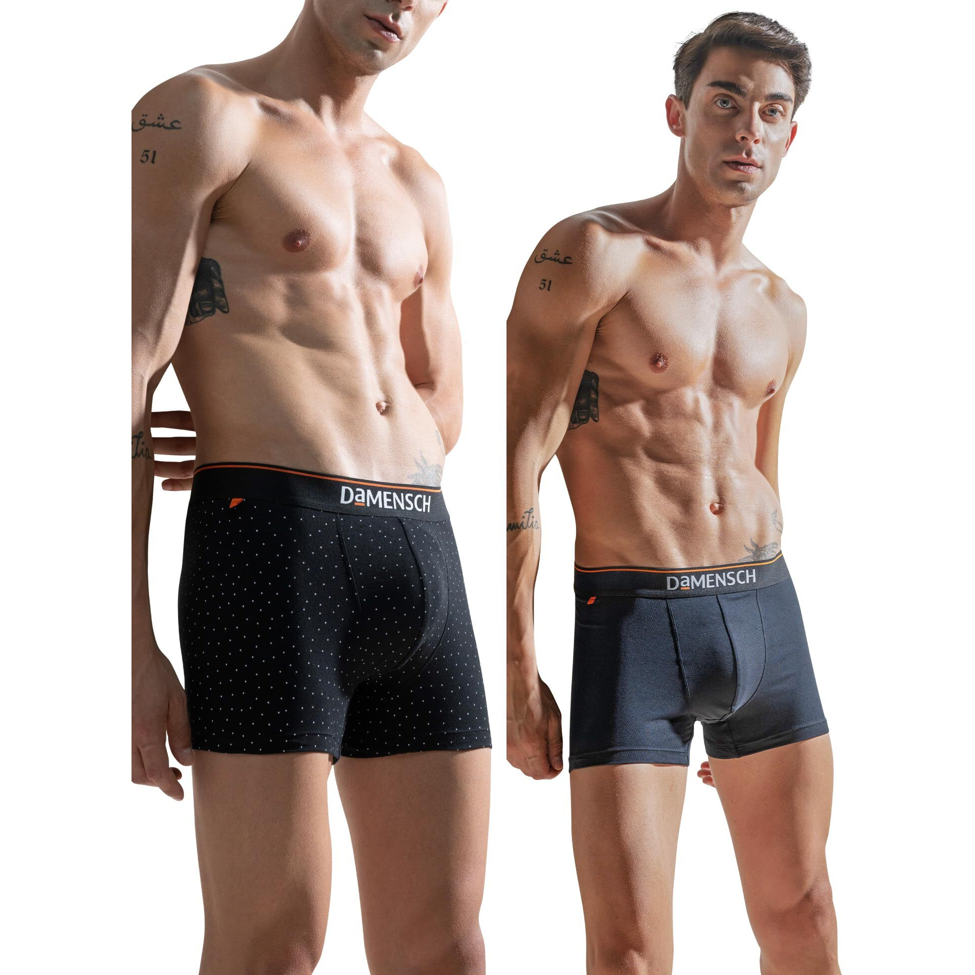 DAMENSCH Men's Deo-Cotton Deodorizing Trunk- Pack of 2- Smallpotted Black, Sweet Black- Large