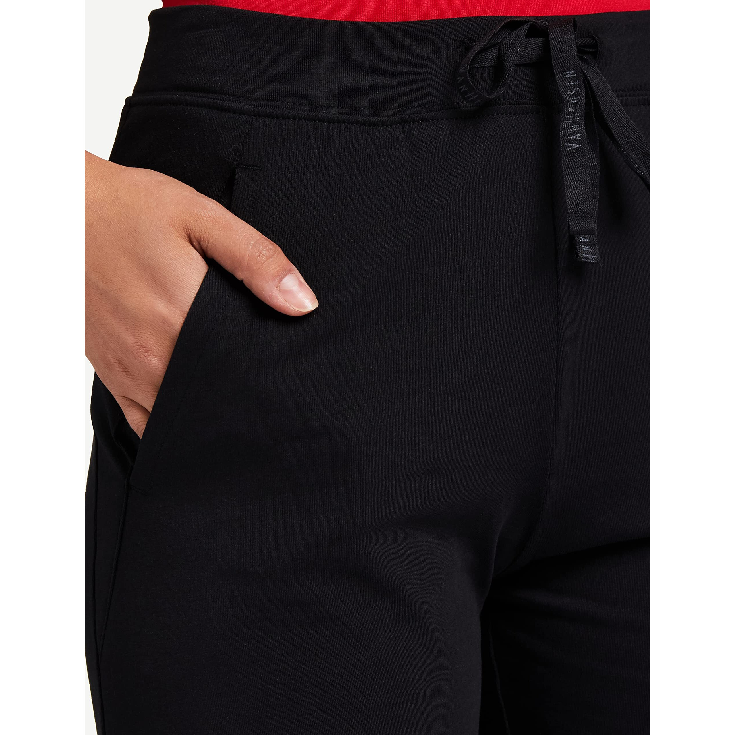 Van Heusen Women Straight Fit Lounge Pants - Cotton Elastane - Smart Tech+, Easy Stain Release, Moisture Wicking, Ultra Soft_55303_Black_S