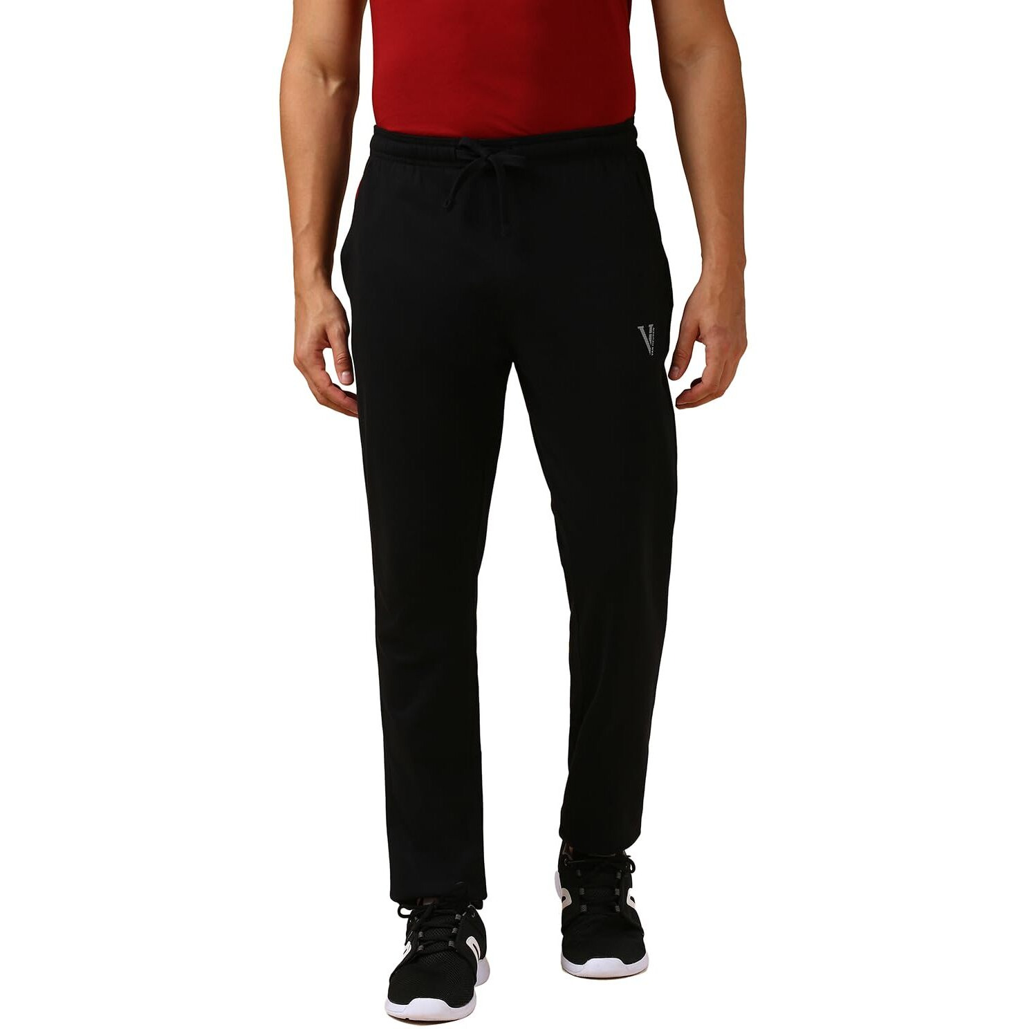Van Heusen Men's Straight Track Pants (IHTK1LBK50065_Black_M