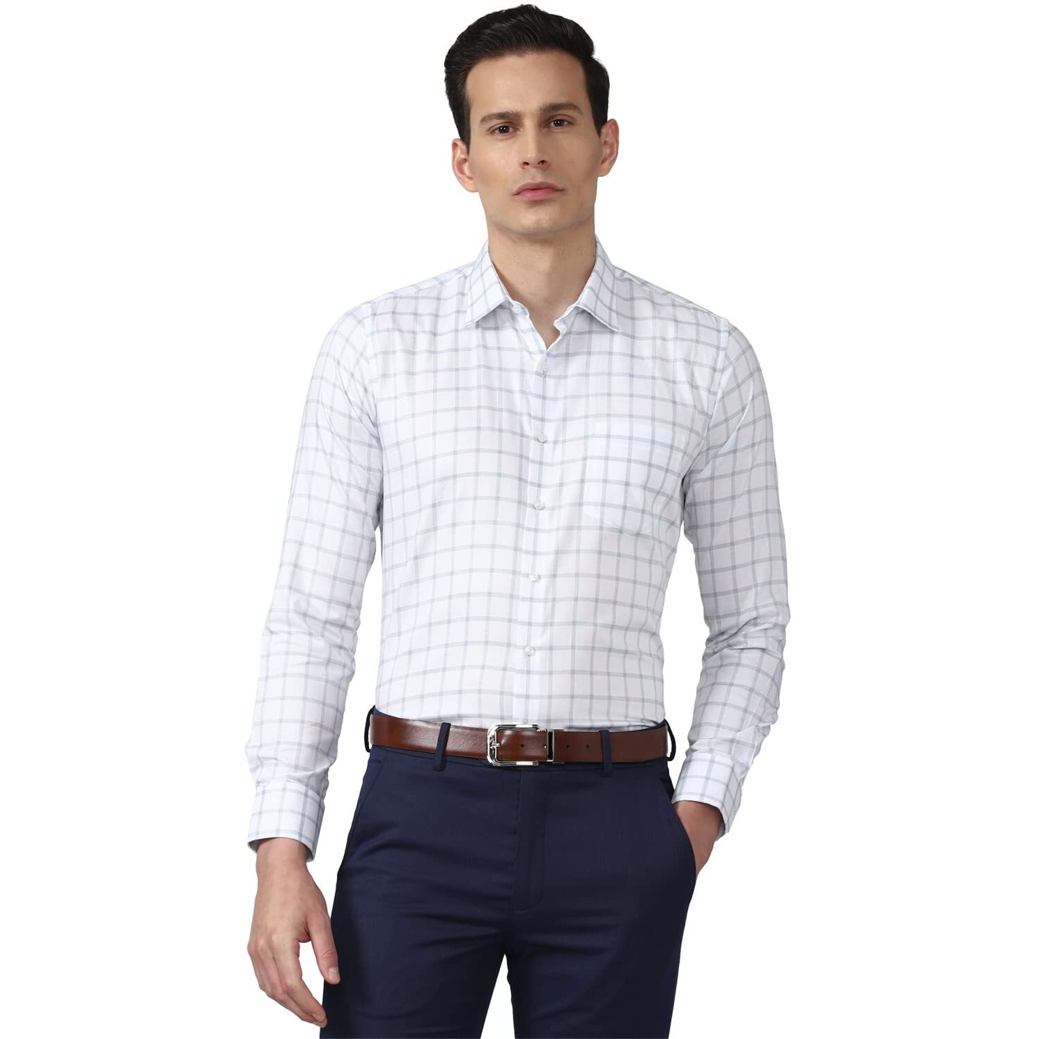 Van Heusen Men's Slim Fit Shirt (VHSFRSLBE35629_Medium Blue 40)