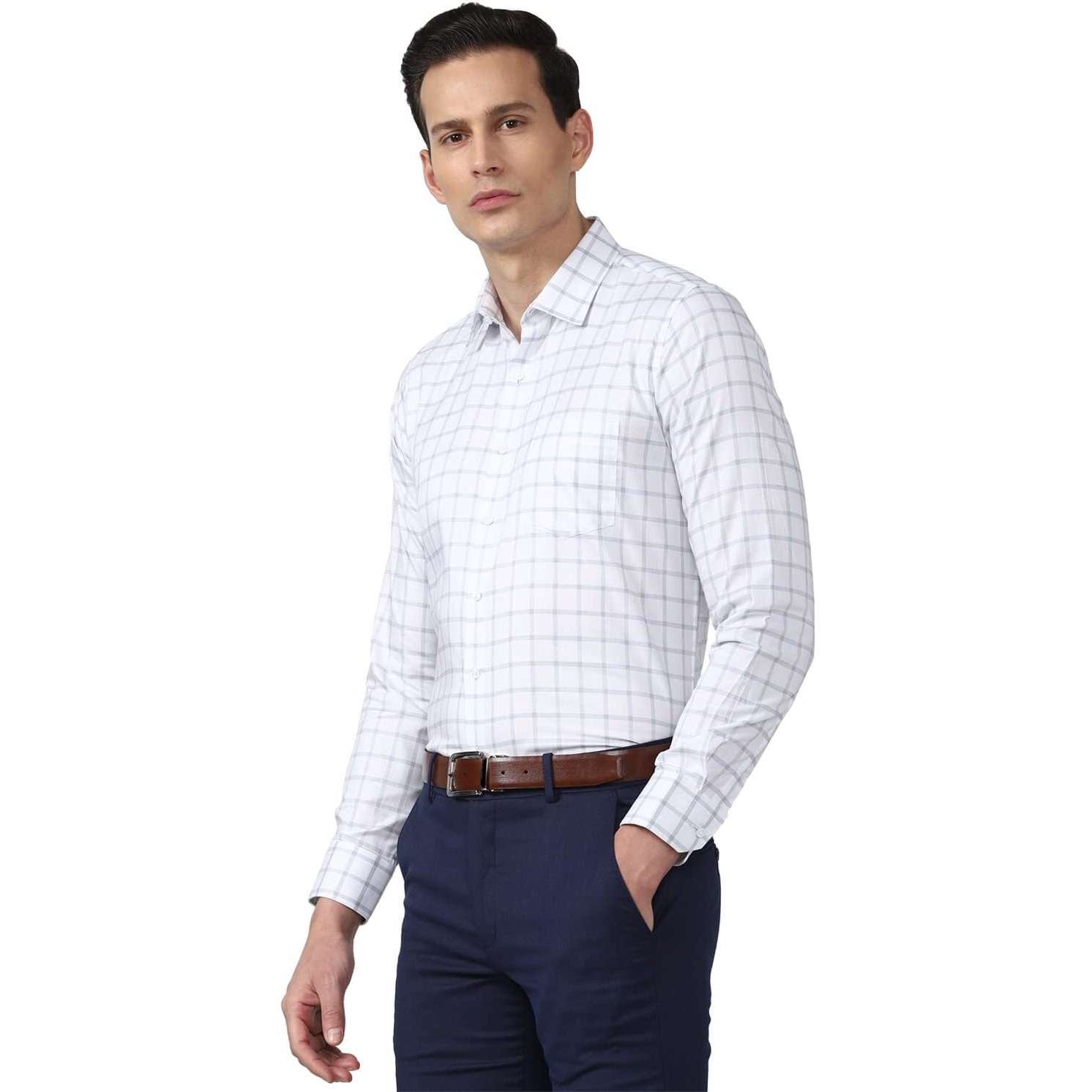 Van Heusen Men's Slim Fit Shirt (VHSFRSLBE35629_Medium Blue 40)