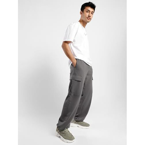 NOBERO Men's Grey Onyx Oversized Joggers,Grey,Men-XXL