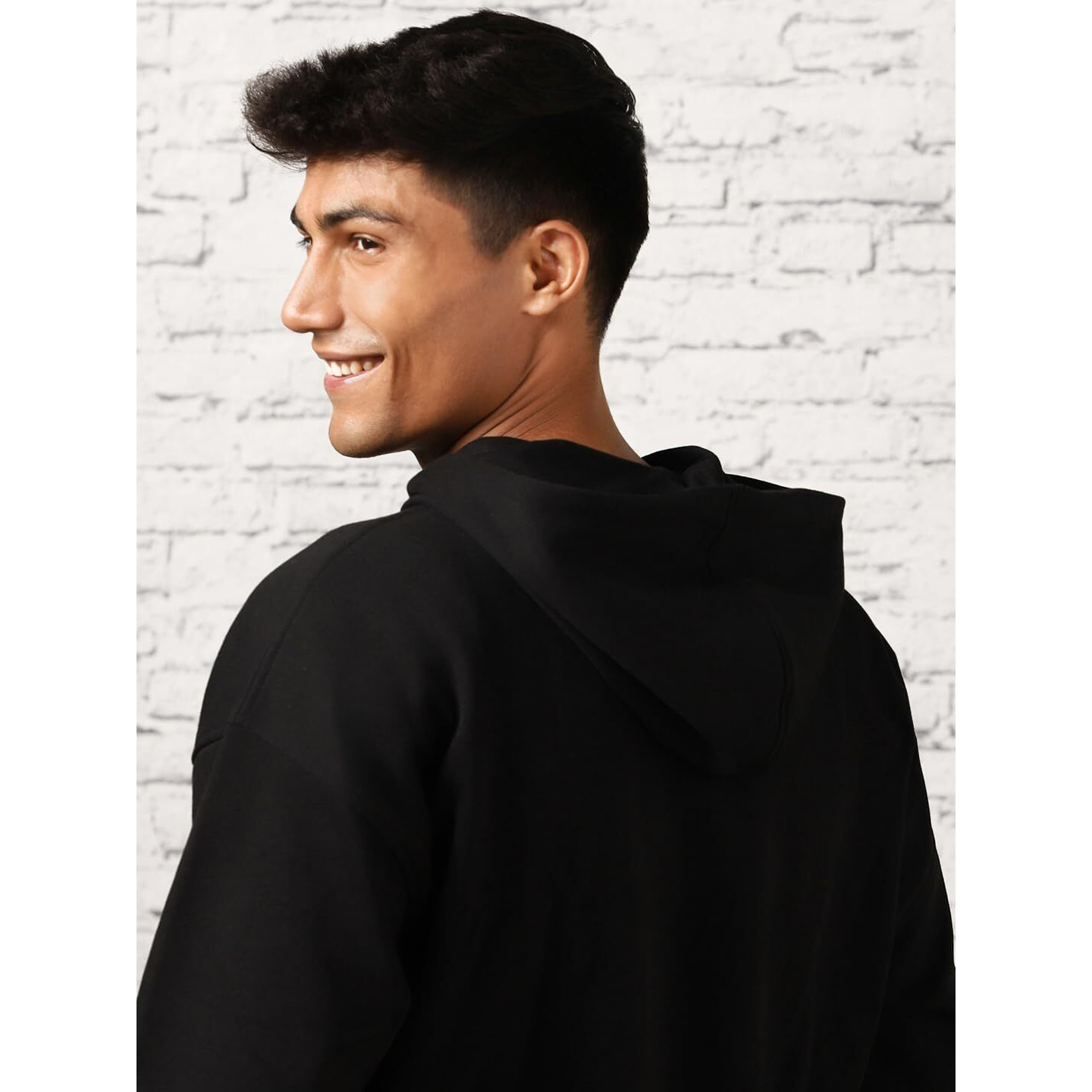 NOBERO Men's Cotton Blend Neck Hooded Oversized Fit Sweatshirt (1M-TWHO-R0041_Black_3XL)