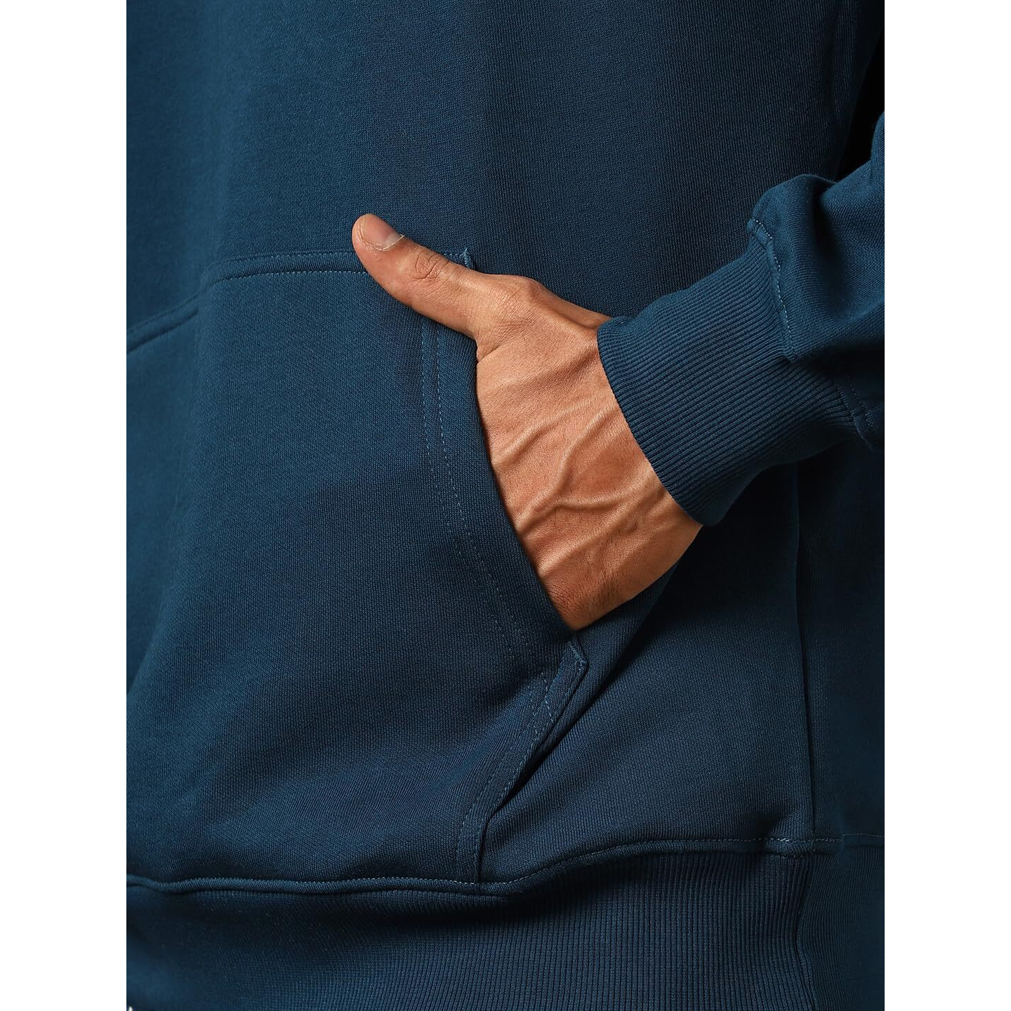 NOBERO Men's Cotton Blend Neck Hooded Oversized Fit Sweatshirt (1M-TWHO-R0041_Navy Blue_Medium)