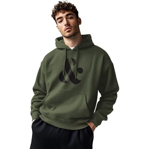 NOBERO Men's Cotton Blend Neck Regular Fit Hooded Sweatshirt (1M-TWHO-C0890_Olive Green (Large)