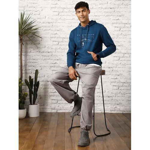 NOBERO Men's Cotton Blend Neck Hooded Regular Fit Sweatshirt (1M-TWHO-C0887_Navy Blue (3XL)