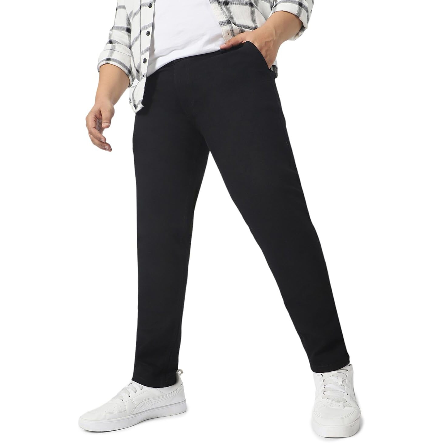 Urbano Plus Men's Black Regular Fit Washed Jeans Stretchable (plusepsp-black-44)
