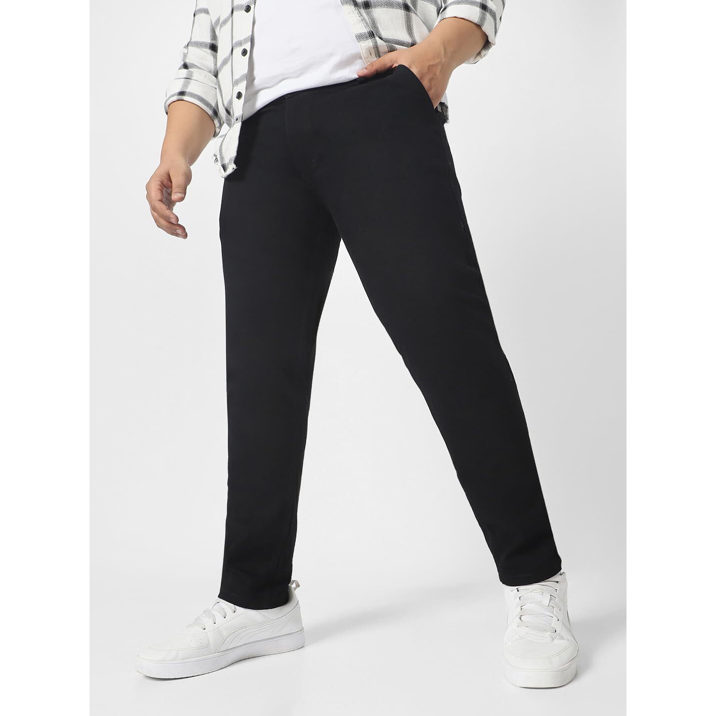 Urbano Plus Men's Black Regular Fit Washed Jeans Stretchable (plusepsp-black-44)