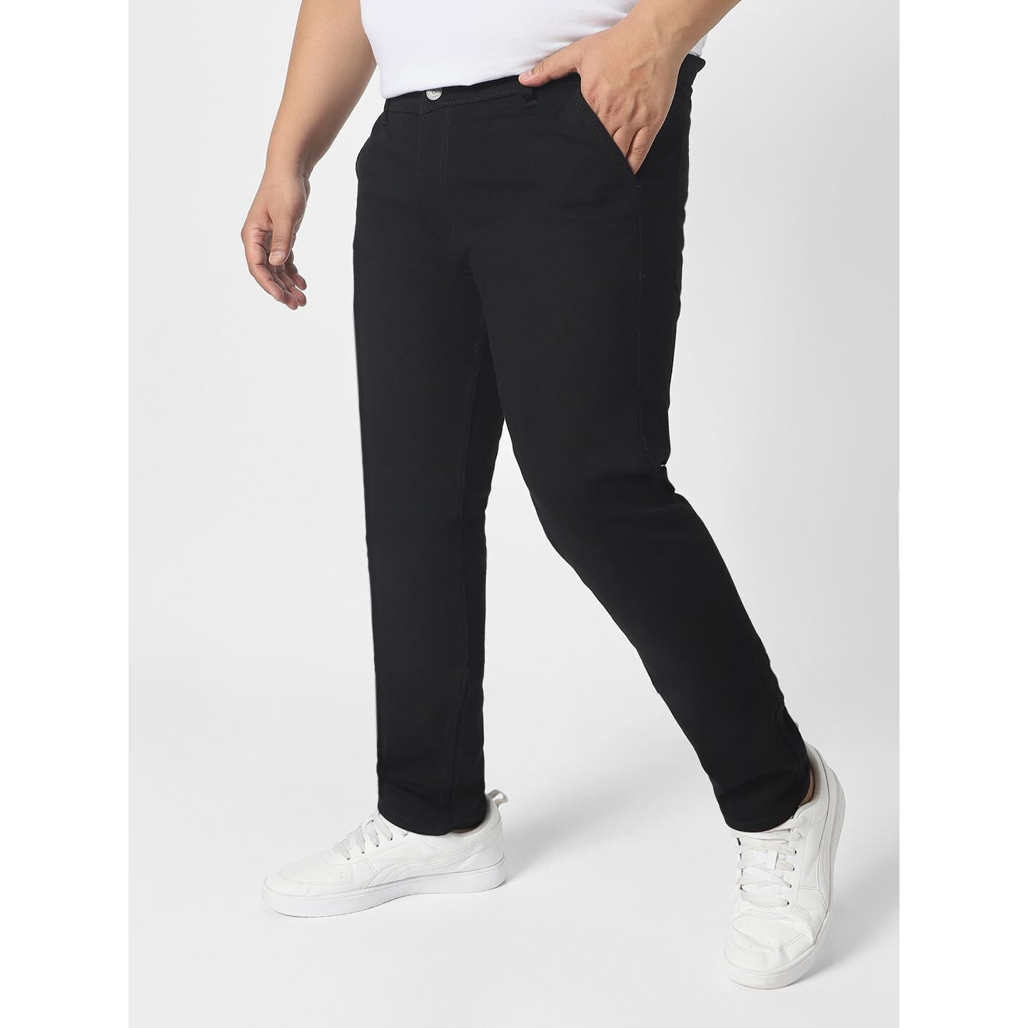 Urbano Plus Men's Black Regular Fit Washed Jeans Stretchable (plusepsp-black-44)