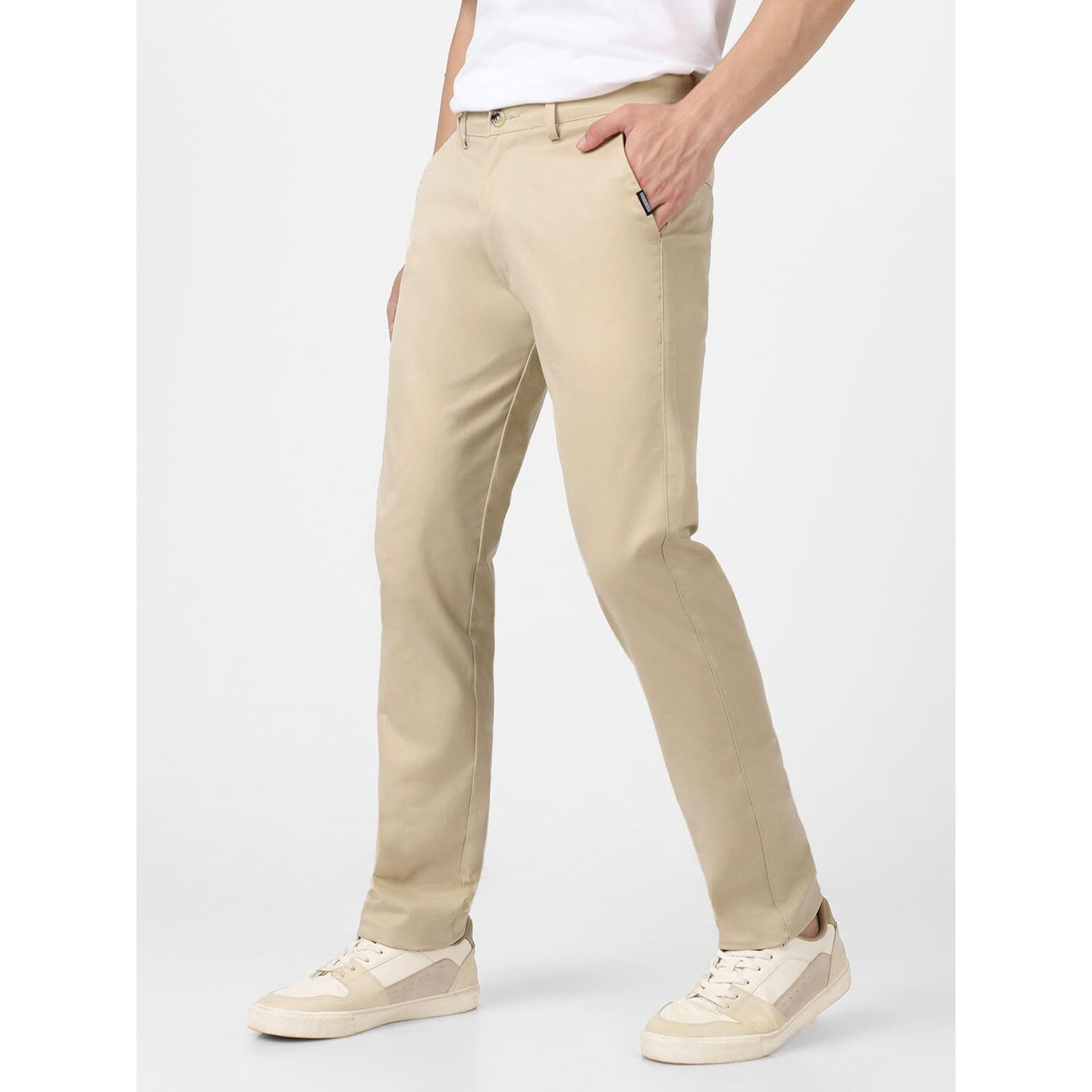Urbano Fashion Men's Cream Cotton Slim Fit Casual Chinos Trousers Stretch (chino-cream-34-fba)