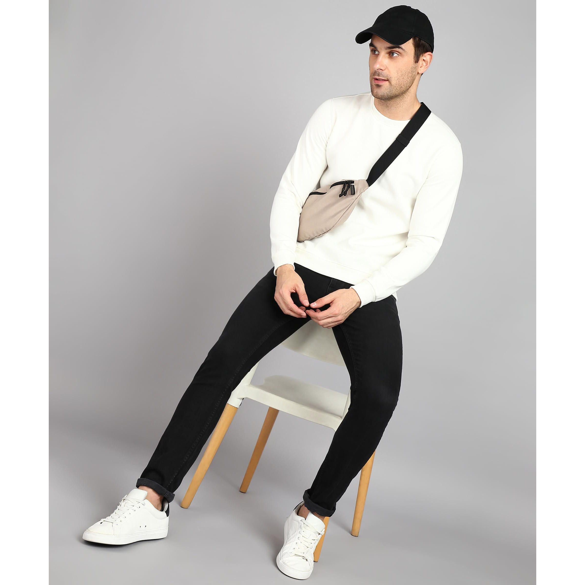 Neostreak Men's Fleece Round Neck Regular Sweatshirt (neoswtsol-01-ivory_Off White_L)