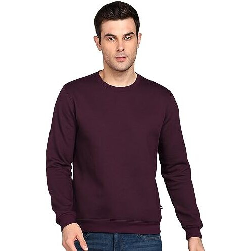 Neostreak Men's Fleece Round Neck Regular Fit Sweatshirt (Neoswtsol-01-Ptpurp_Purple_M